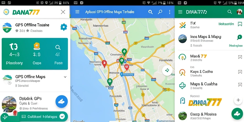 Antarmuka utama DANA777 untuk navigasi GPS Offline Maps.
