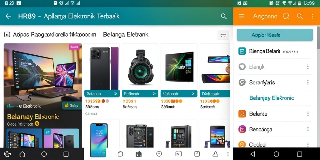 Tampilan antarmuka aplikasi HR89 yang user-friendly untuk belanja Elektronik.
