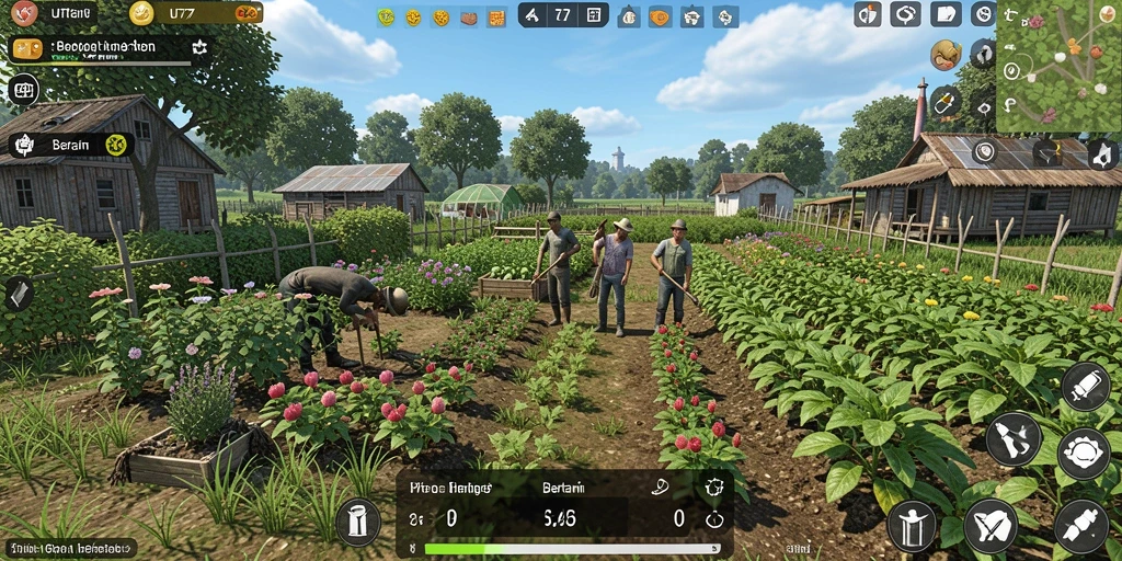 Tampilan antarmuka game bertani yang user-friendly dan menarik.